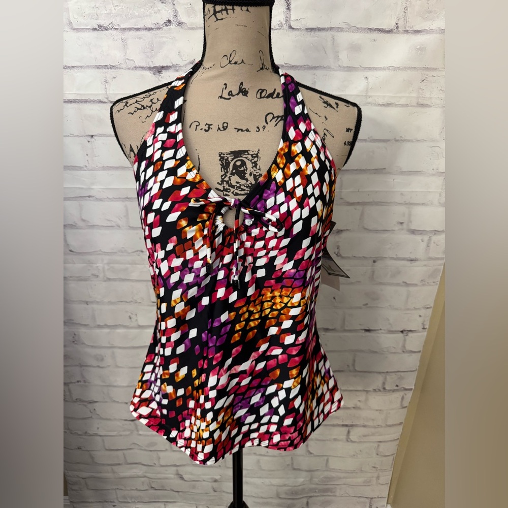 Silhouette Solution Size 14 Slimkini Shapewear Tankini Top Swimsuit Keyhole‎ New